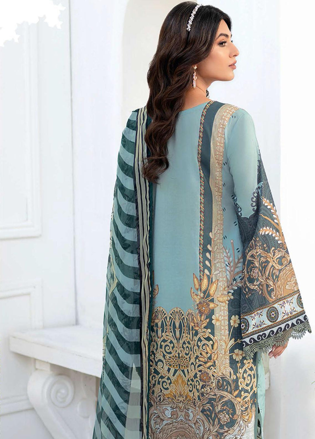 Mashaal by Ramsha Embroidered Lawn Suits Unstitched 3 Piece RSH23-ML6 L-612 - Luxury Collection