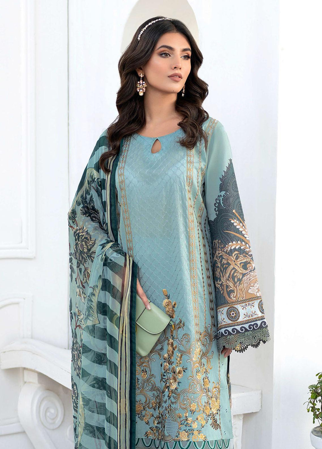 Mashaal by Ramsha Embroidered Lawn Suits Unstitched 3 Piece RSH23-ML6 L-612 - Luxury Collection