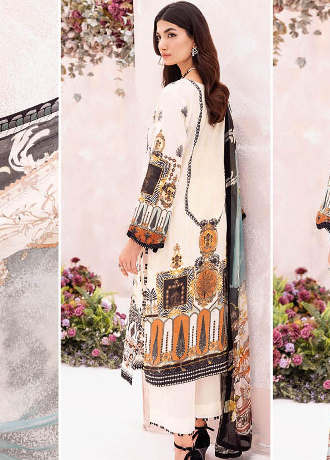 Mashaal By Ramsha Embroidered Lawn Suits Unstitched 3 Piece RSH23-ML7 L-703 - Luxury Collection