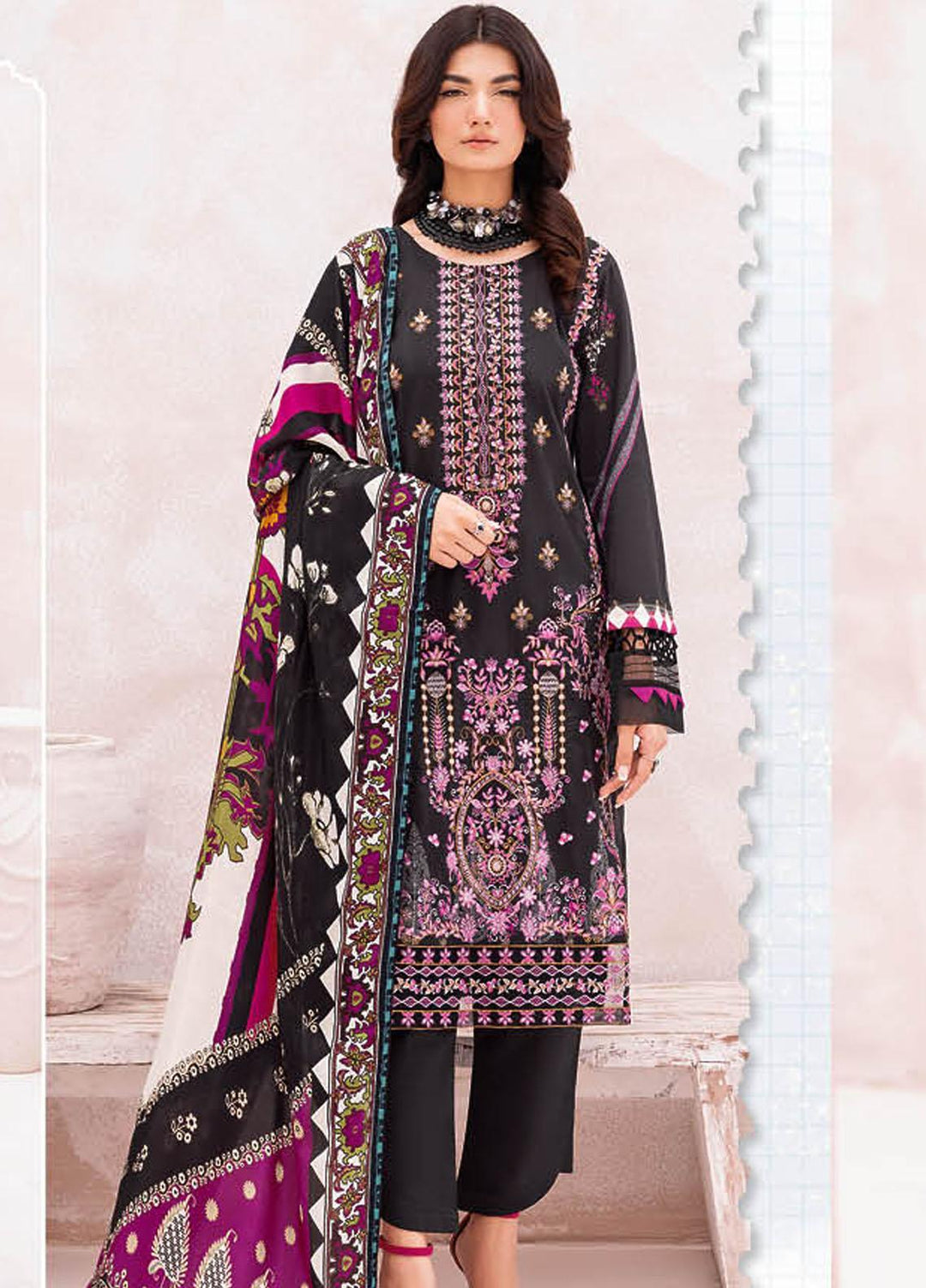 Mashaal By Ramsha Embroidered Lawn Suits Unstitched 3 Piece RSH23-ML7 L-704 - Luxury Collection