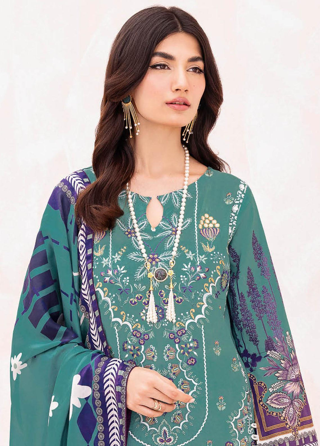 Mashaal By Ramsha Embroidered Lawn Suits Unstitched 3 Piece RSH23-ML7 L-705 - Luxury Collection