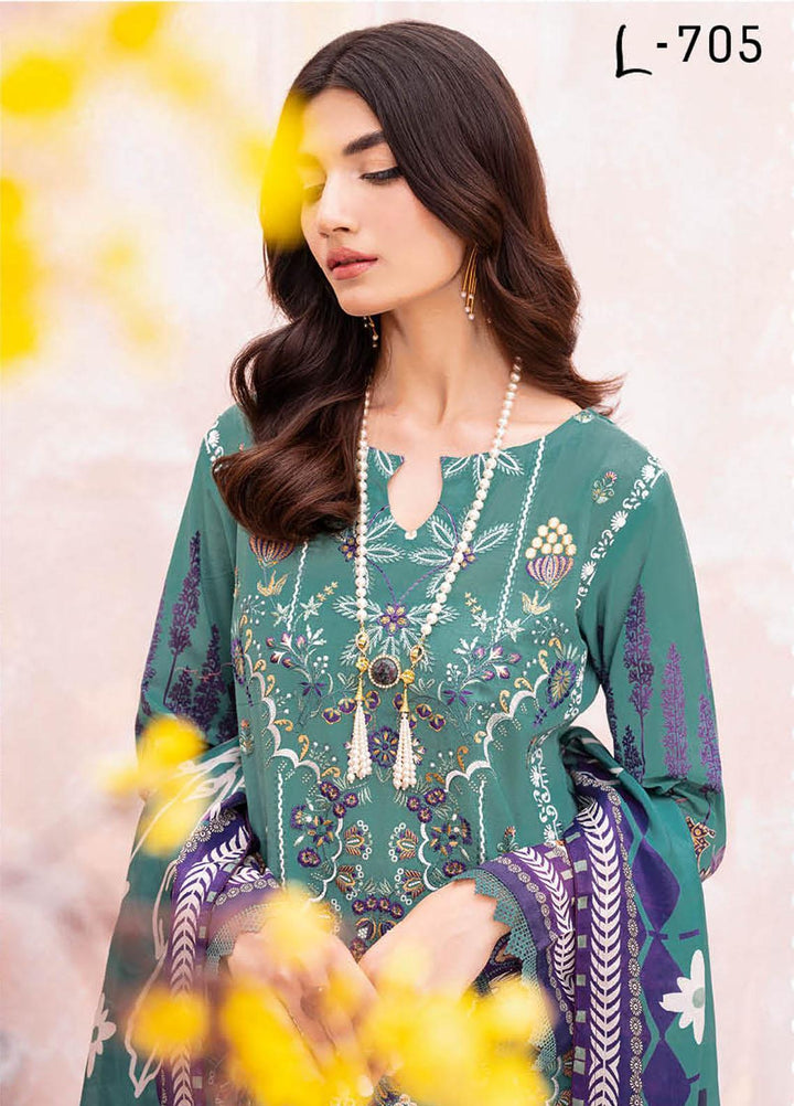 Mashaal By Ramsha Embroidered Lawn Suits Unstitched 3 Piece RSH23-ML7 L-705 - Luxury Collection