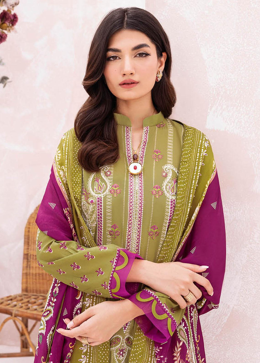 Mashaal By Ramsha Embroidered Lawn Suits Unstitched 3 Piece RSH23-ML7 L-707 - Luxury Collection