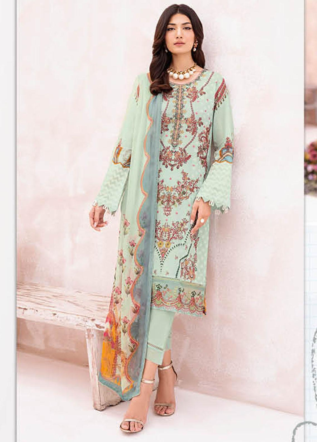Mashaal By Ramsha Embroidered Lawn Suits Unstitched 3 Piece RSH23-ML7 L-708 - Luxury Collection
