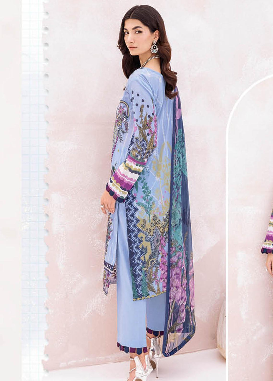 Mashaal By Ramsha Embroidered Lawn Suits Unstitched 3 Piece RSH23-ML7 L-711 - Luxury Collection