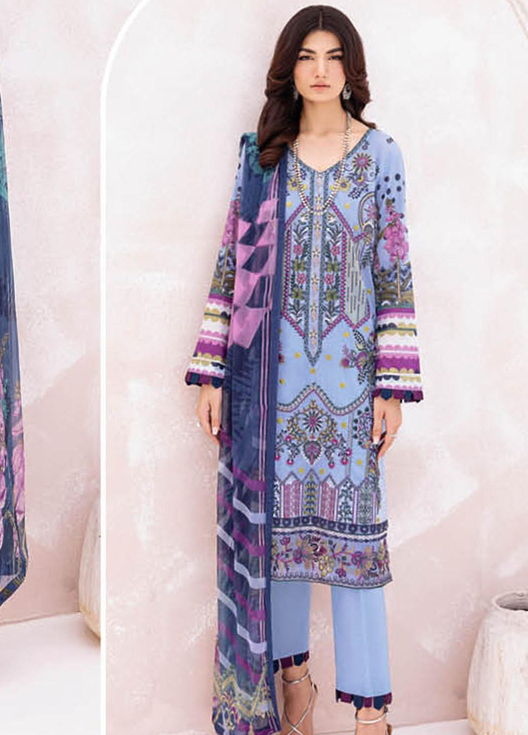 Mashaal By Ramsha Embroidered Lawn Suits Unstitched 3 Piece RSH23-ML7 L-711 - Luxury Collection