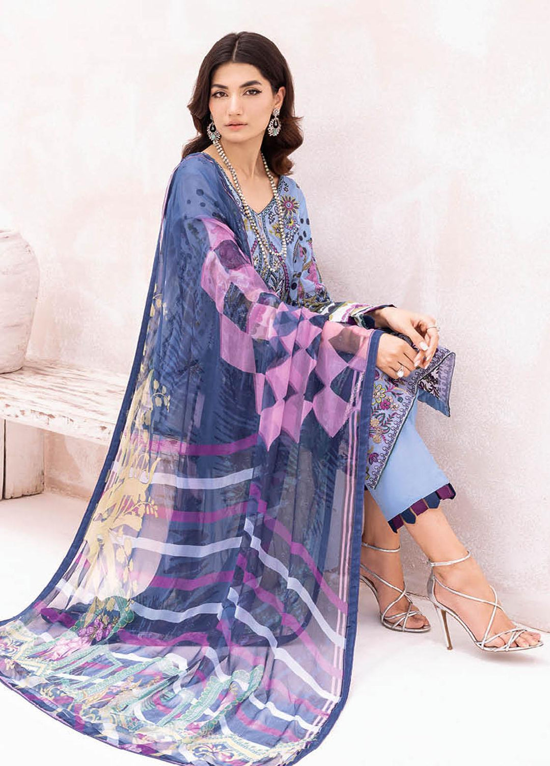 Mashaal By Ramsha Embroidered Lawn Suits Unstitched 3 Piece RSH23-ML7 L-711 - Luxury Collection