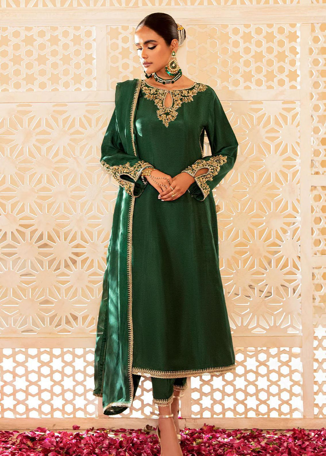 AJR Couture - Abbas Jamil Rajpoot Pret Embroidered Raw silk 3 Piece Suit Maya