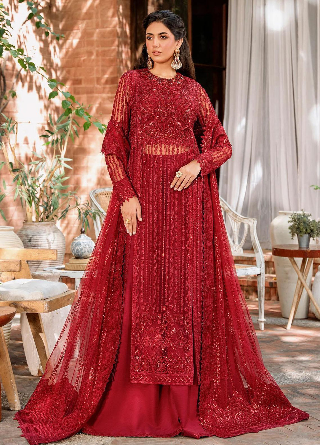 Mastani By Akbar Aslam Embroidered Net Suits Unstitched 3 Piece AA23MS 1497 Gul Mohr - Wedding Collection