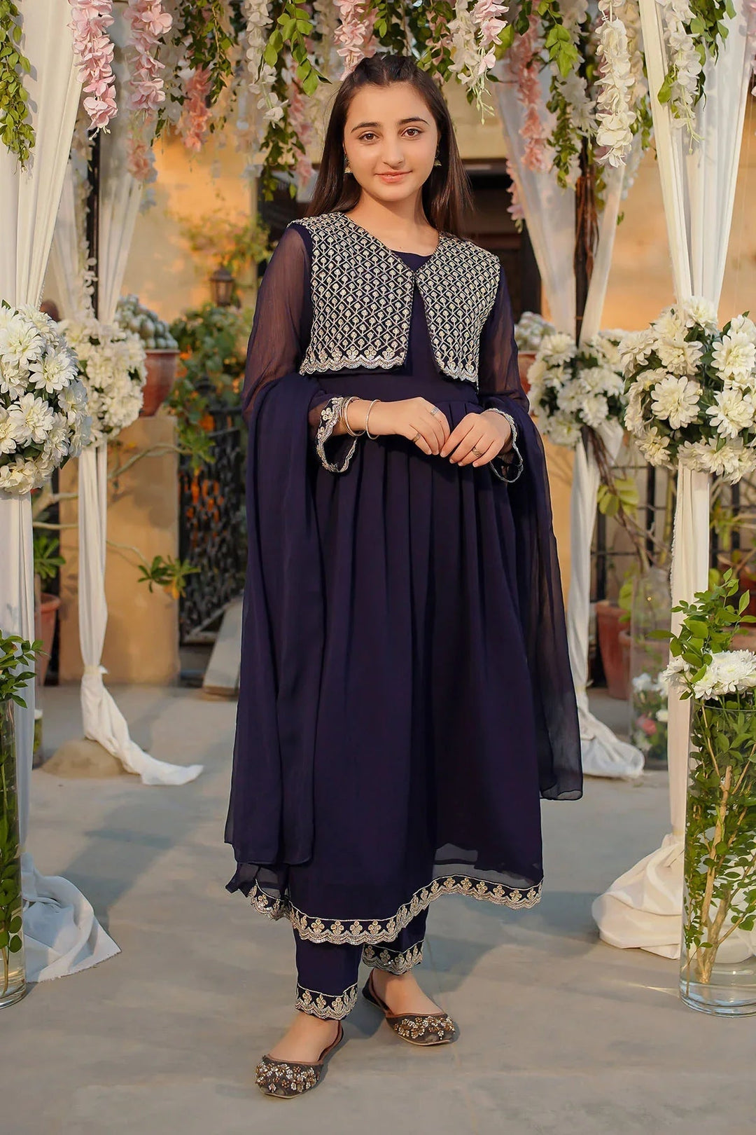 Ochre Girls Pret Embroidered Chiffon 3 Piece Suit MAX-26 - Summer Collection