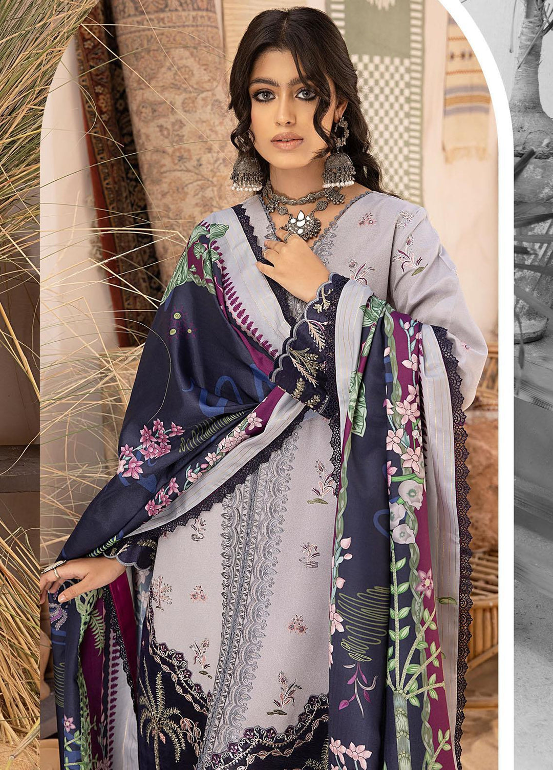 Maya By Bin Ilyas Embroidered Karandi Suits Unstitched 3 Piece BI23MY 1901-A - Winter Collection