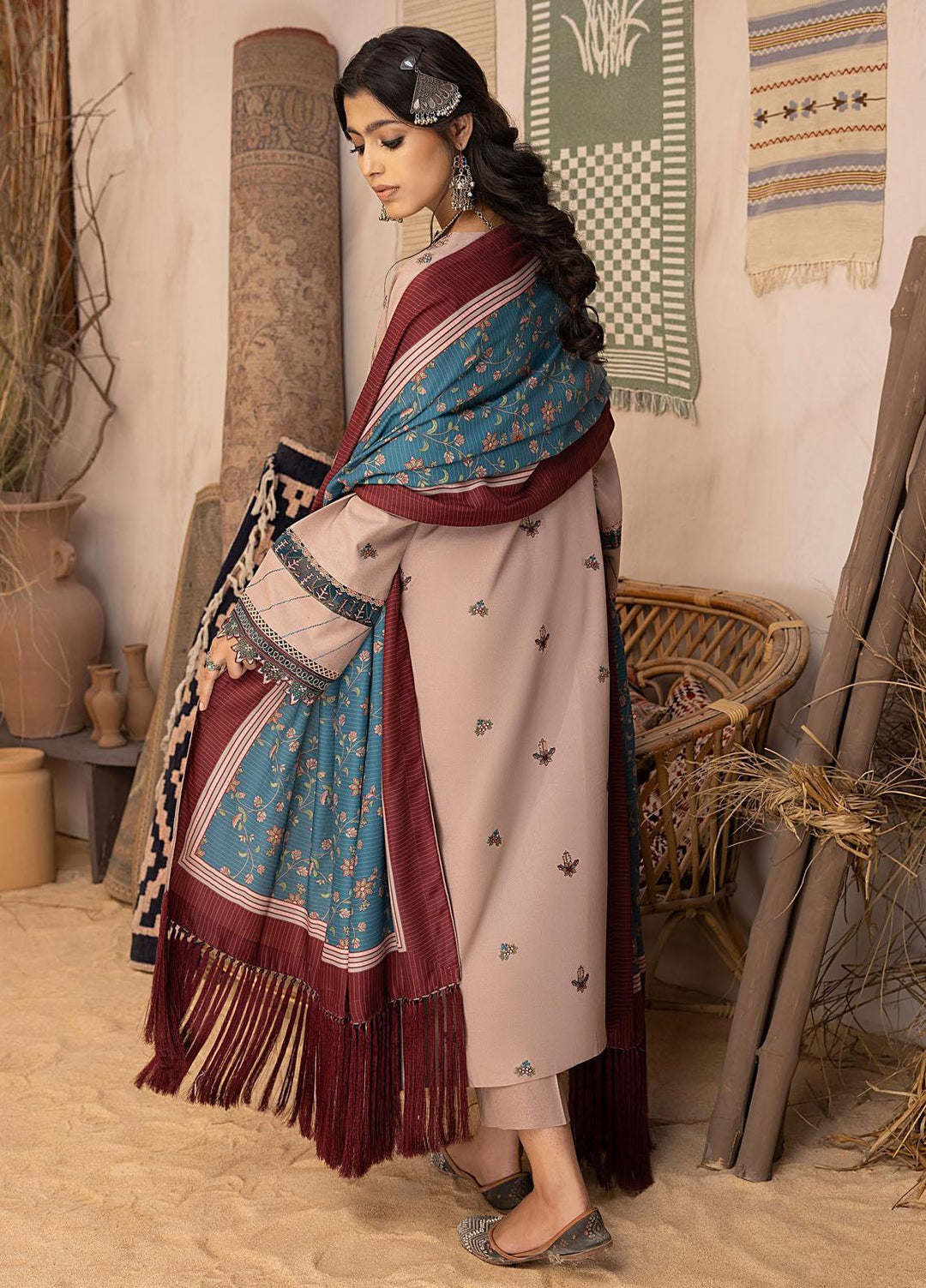 Maya By Bin Ilyas Embroidered Karandi Suits Unstitched 3 Piece BI23MY 1902-A - Winter Collection