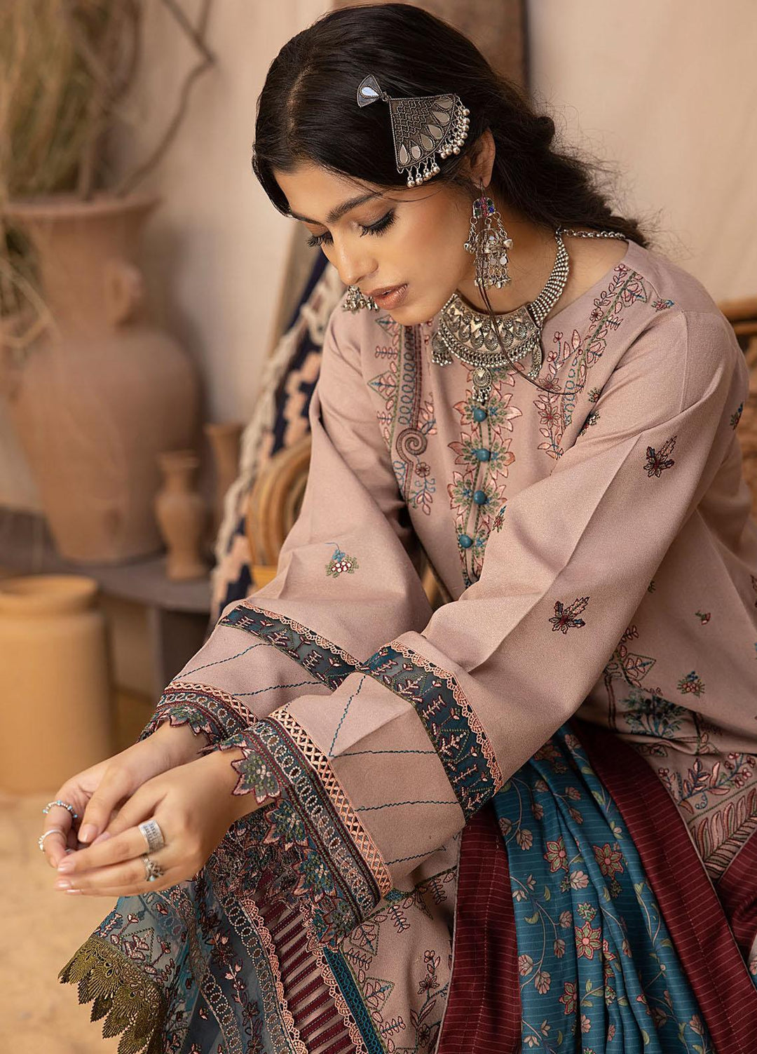 Maya By Bin Ilyas Embroidered Karandi Suits Unstitched 3 Piece BI23MY 1902-A - Winter Collection
