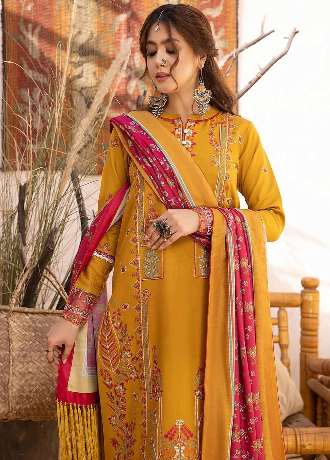 Maya By Bin Ilyas Embroidered Karandi Suits Unstitched 3 Piece BI23MY 1902-B - Winter Collection