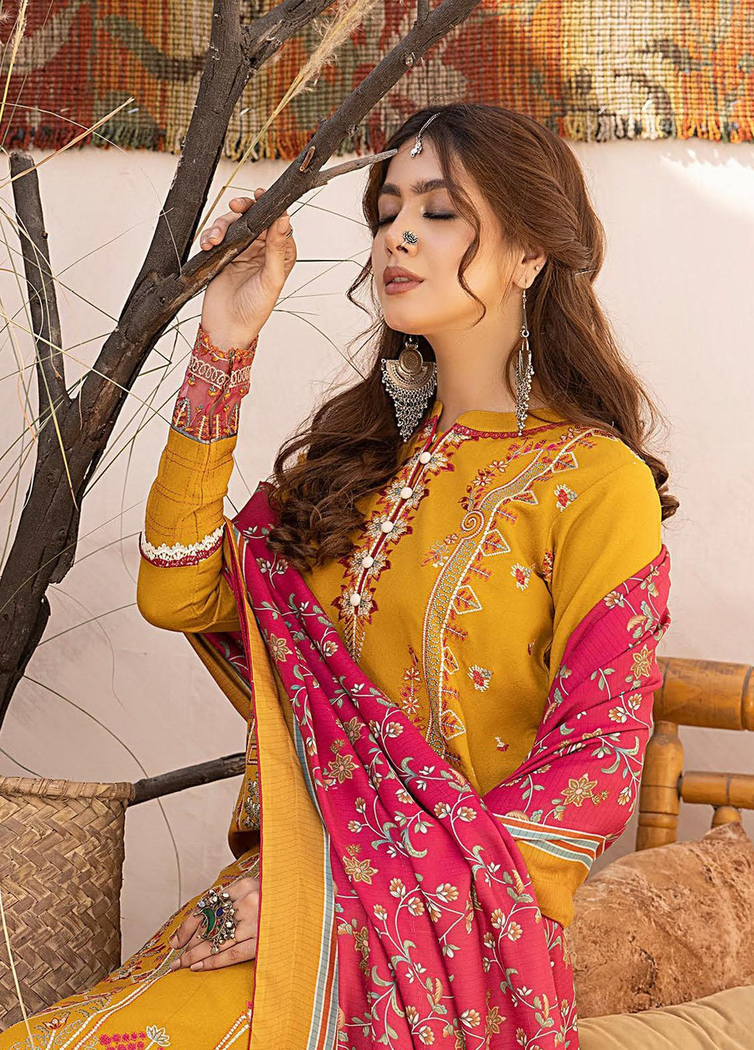 Maya By Bin Ilyas Embroidered Karandi Suits Unstitched 3 Piece BI23MY 1902-B - Winter Collection