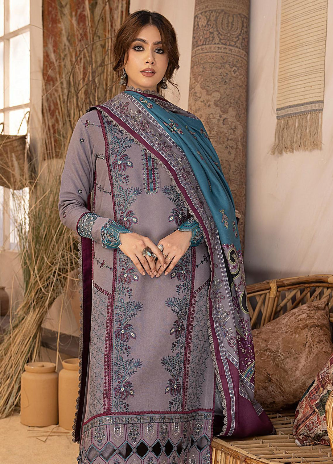Maya By Bin Ilyas Embroidered Karandi Suits Unstitched 3 Piece BI23MY 1903-A - Winter Collection