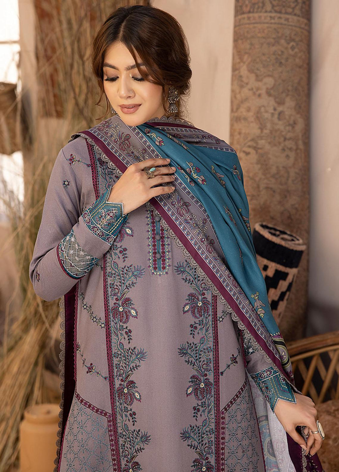 Maya By Bin Ilyas Embroidered Karandi Suits Unstitched 3 Piece BI23MY 1903-A - Winter Collection