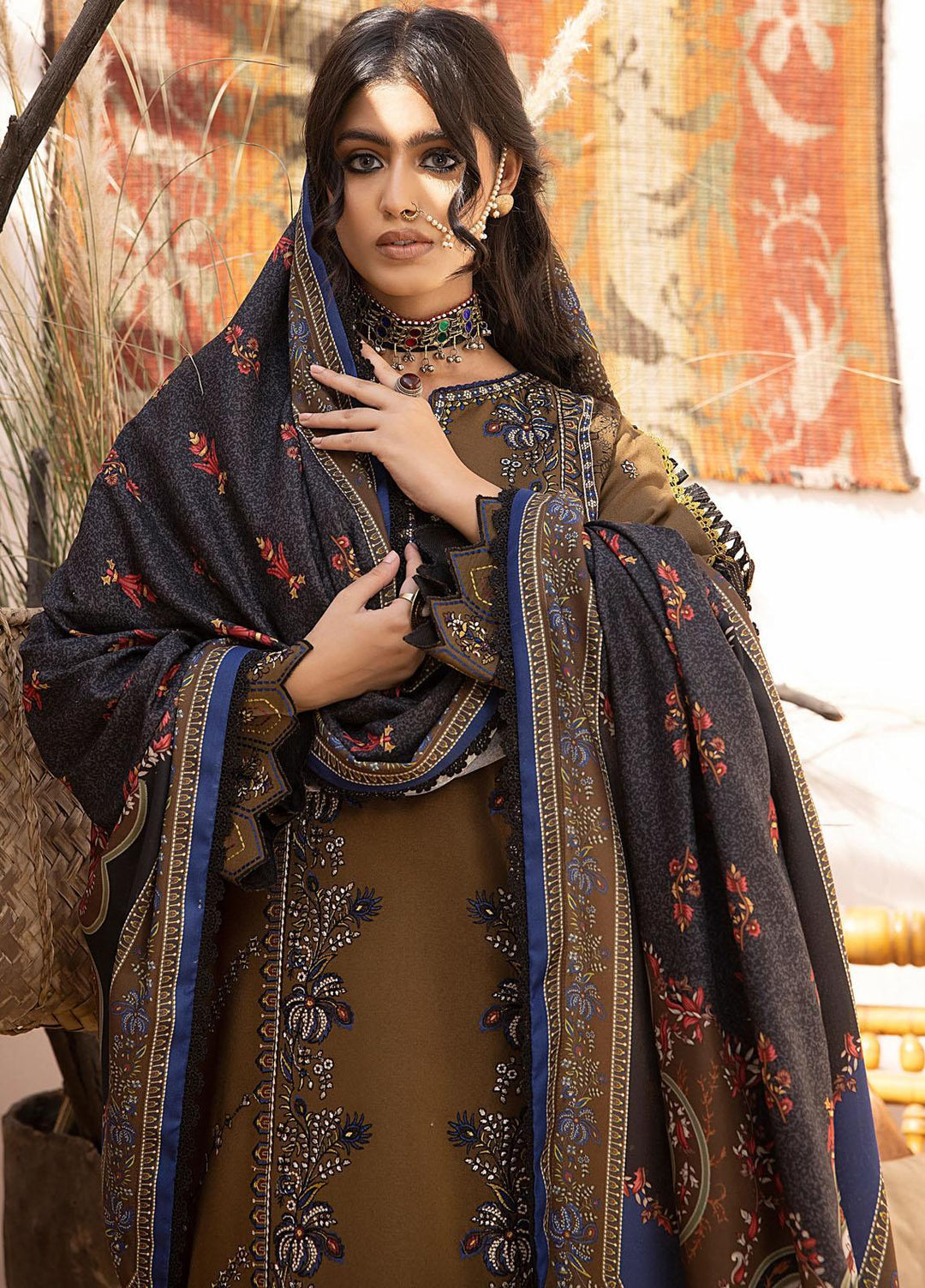 Maya By Bin Ilyas Embroidered Karandi Suits Unstitched 3 Piece BI23MY 1903-B - Winter Collection