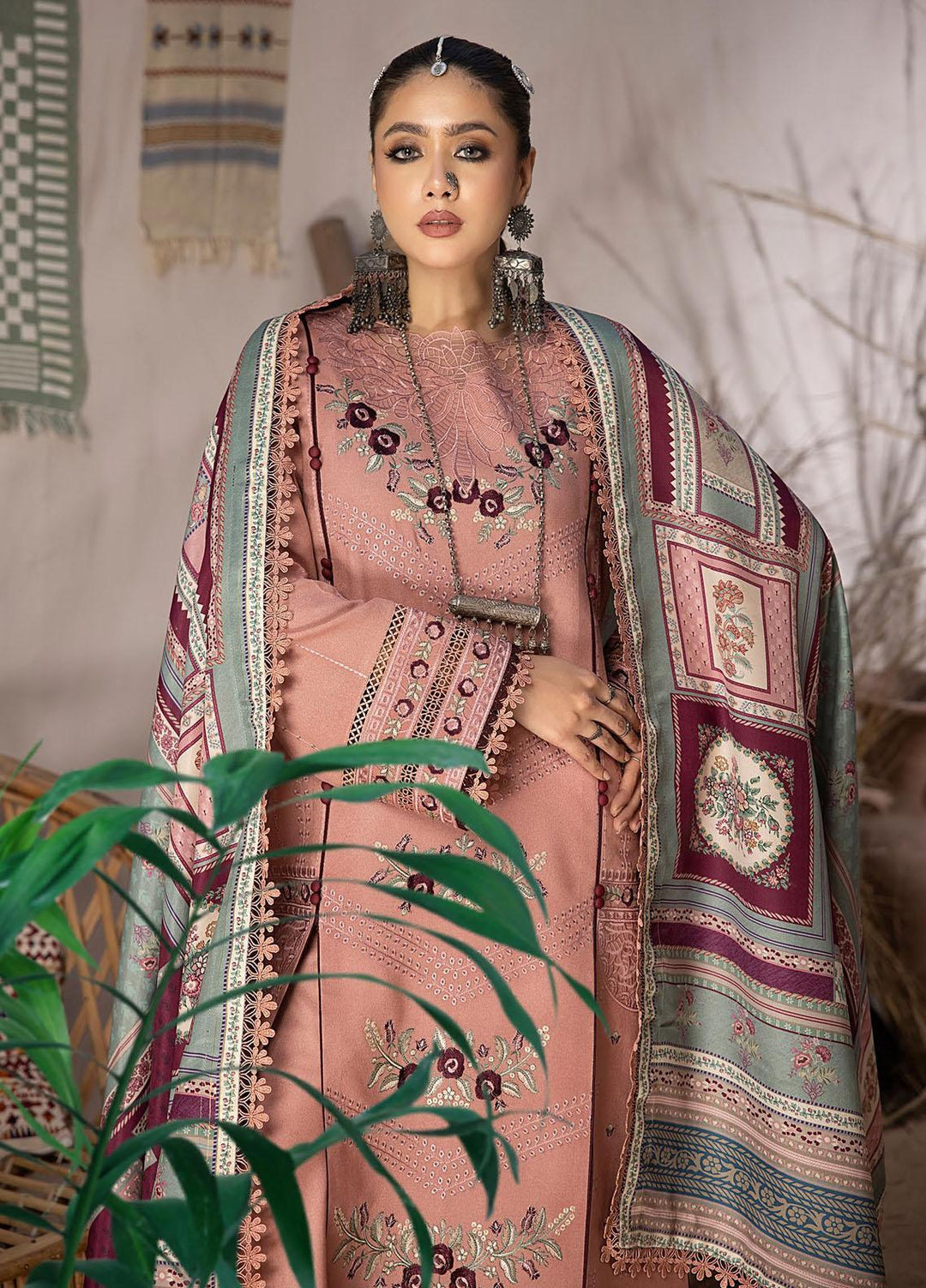 Maya By Bin Ilyas Embroidered Karandi Suits Unstitched 3 Piece BI23MY 1904-A - Winter Collection