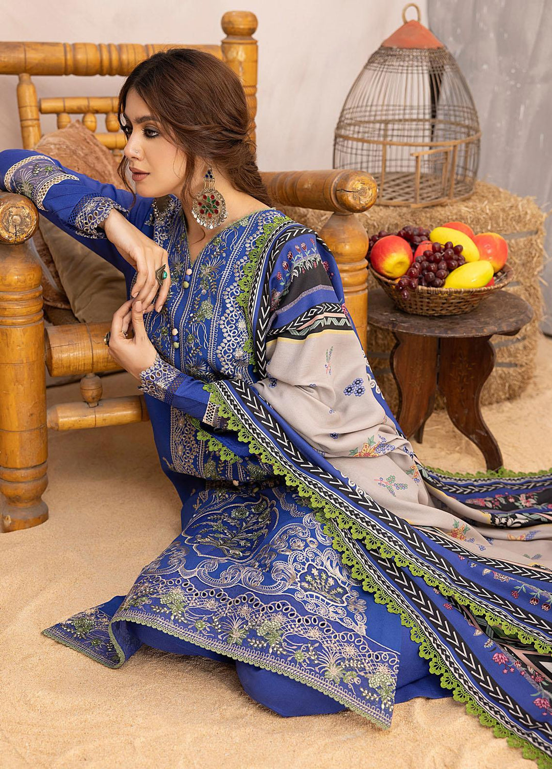 Maya By Bin Ilyas Embroidered Karandi Suits Unstitched 3 Piece BI23MY 1905-B - Winter Collection