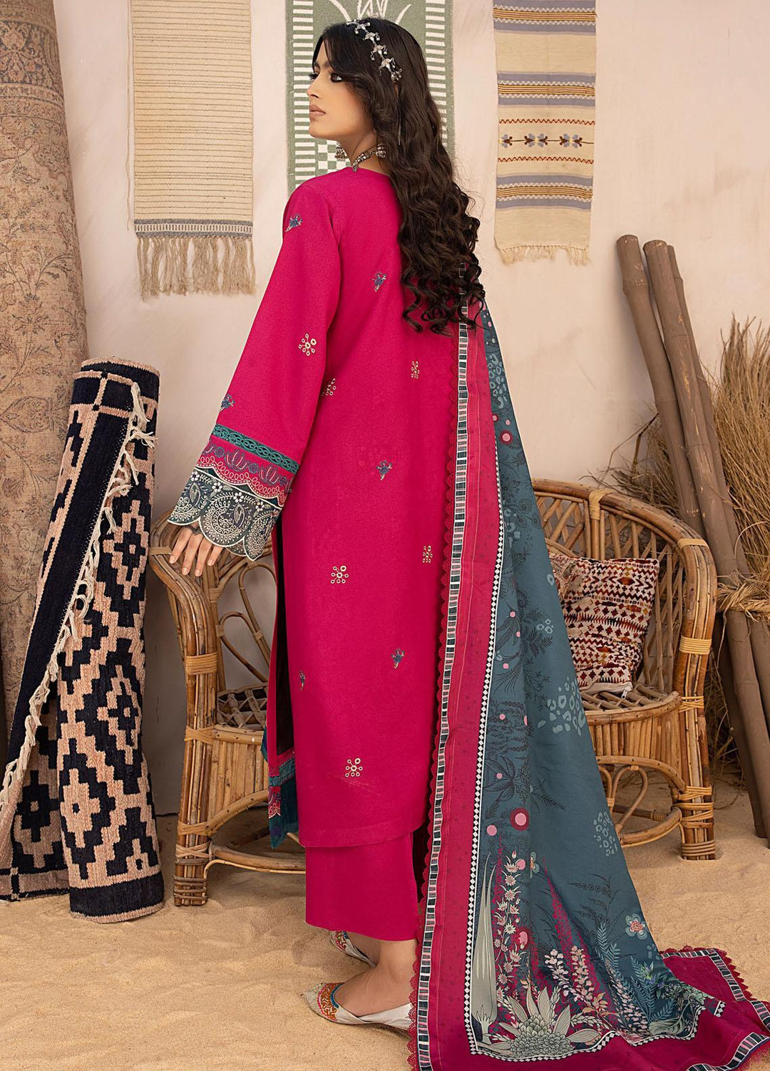Maya By Bin Ilyas Embroidered Karandi Suits Unstitched 3 Piece BI23MY 1906-A - Winter Collection
