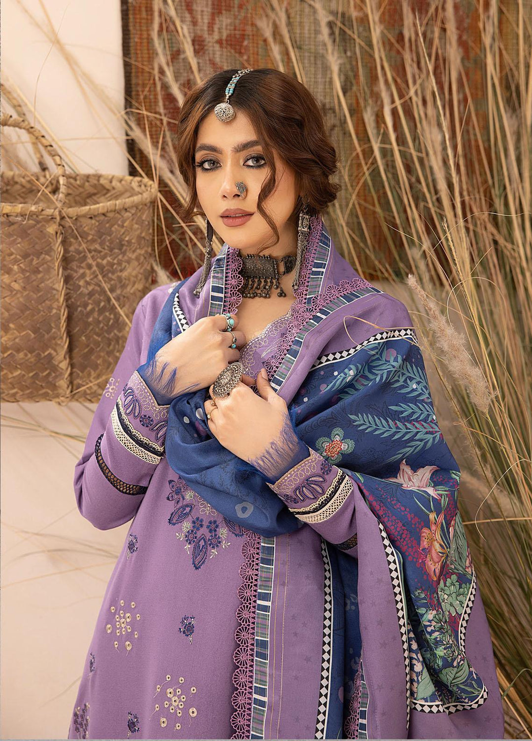 Maya By Bin Ilyas Embroidered Karandi Suits Unstitched 3 Piece BI23MY 1906-B - Winter Collection