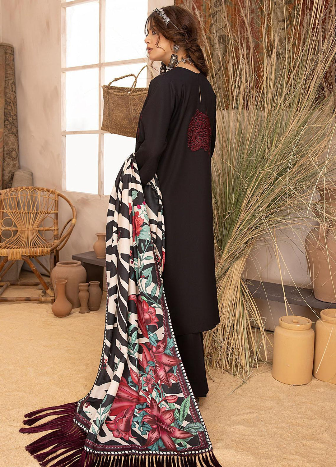 Maya By Bin Ilyas Embroidered Karandi Suits Unstitched 3 Piece BI23MY 1907-A - Winter Collection