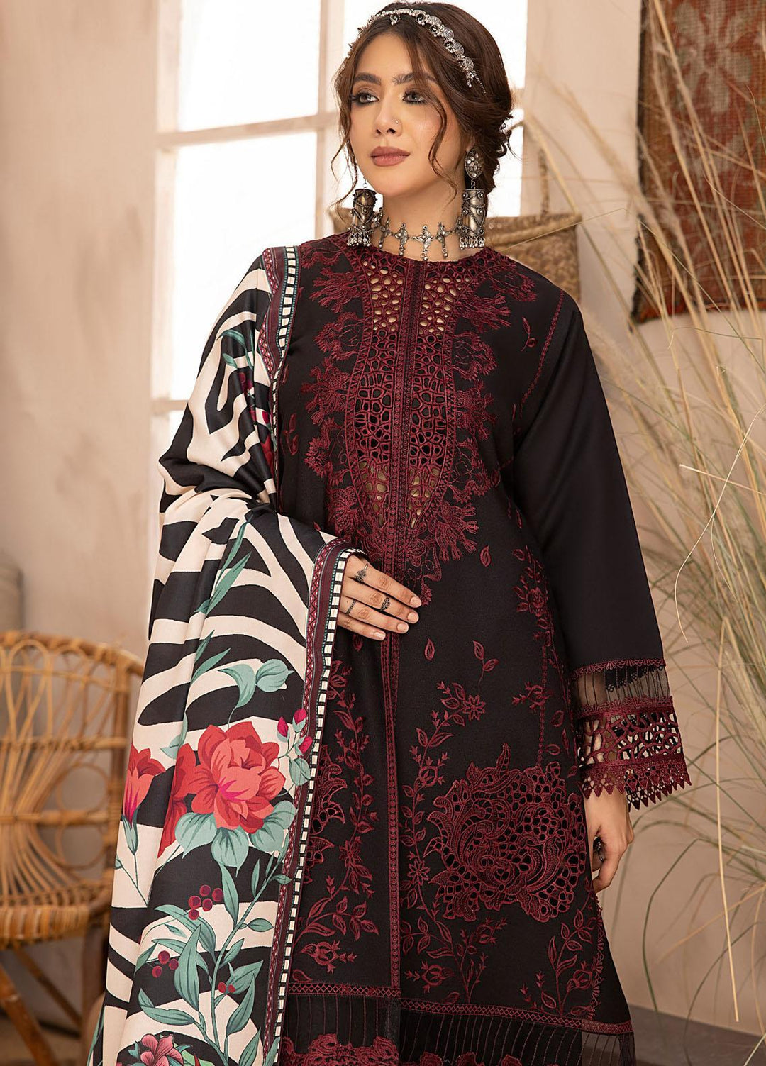 Maya By Bin Ilyas Embroidered Karandi Suits Unstitched 3 Piece BI23MY 1907-A - Winter Collection