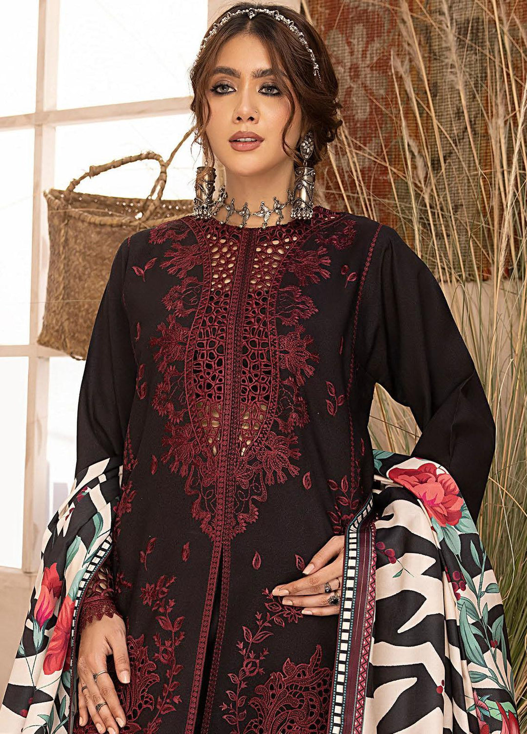 Maya By Bin Ilyas Embroidered Karandi Suits Unstitched 3 Piece BI23MY 1907-A - Winter Collection