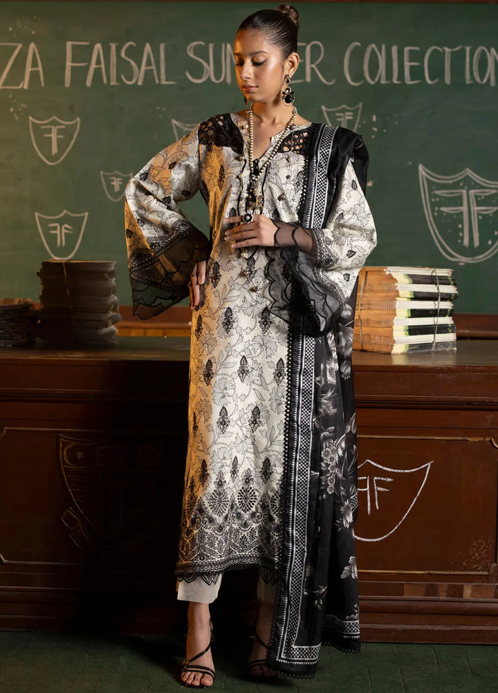 Maya By Faixa Faixal Embroidered Schiffli Suit Unstitched 3 Piece FFX24M Deniz - Summer Collection