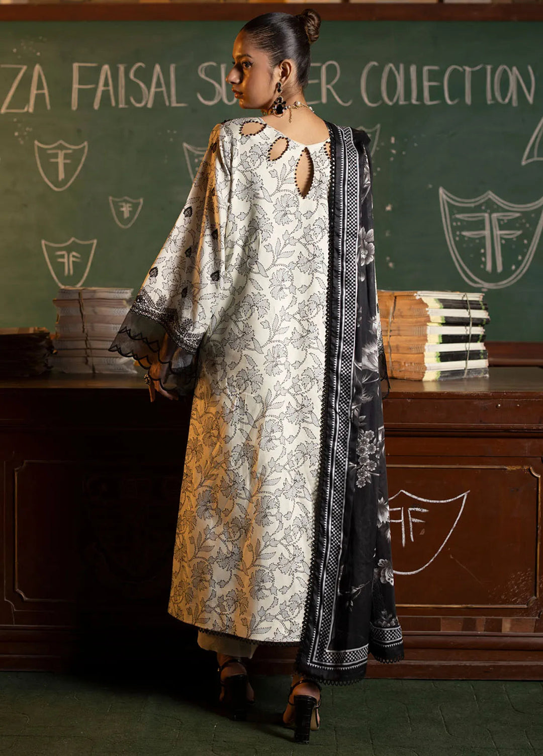 Maya By Faixa Faixal Embroidered Schiffli Suit Unstitched 3 Piece FFX24M Deniz - Summer Collection