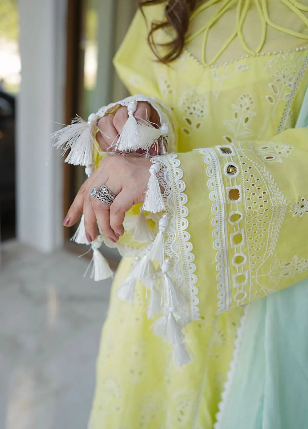 Maya By Faixa Faixal Embroidered Schiffli Suit Unstitched 3 Piece FFX24M Derya - Summer Collection