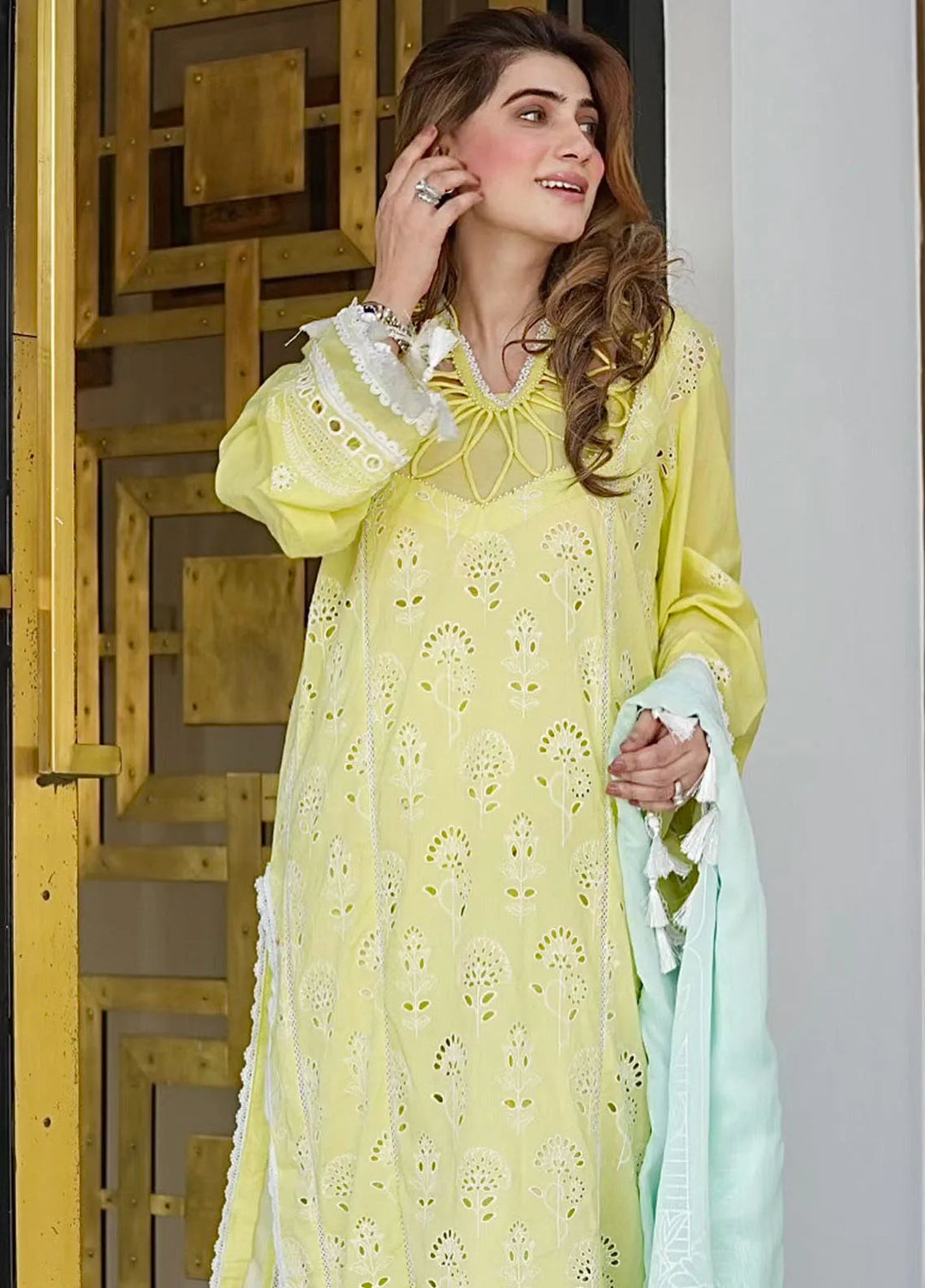 Maya By Faixa Faixal Embroidered Schiffli Suit Unstitched 3 Piece FFX24M Derya - Summer Collection