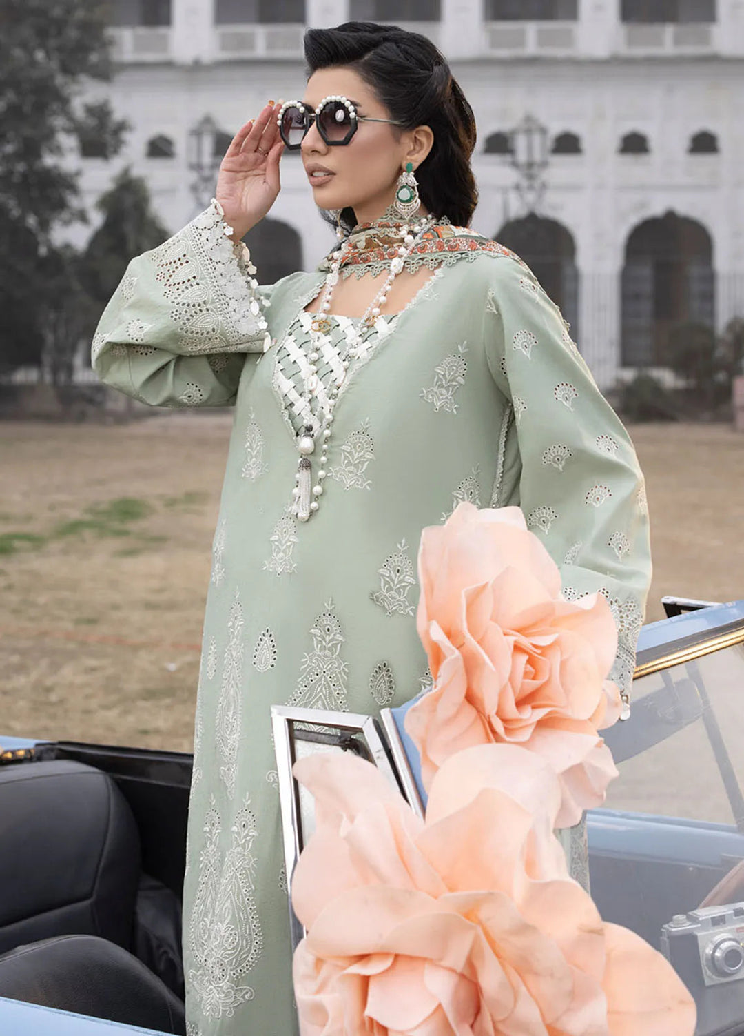 Maya By Faixa Faixal Embroidered Schiffli Suit Unstitched 3 Piece FFX24M Elena - Summer Collection