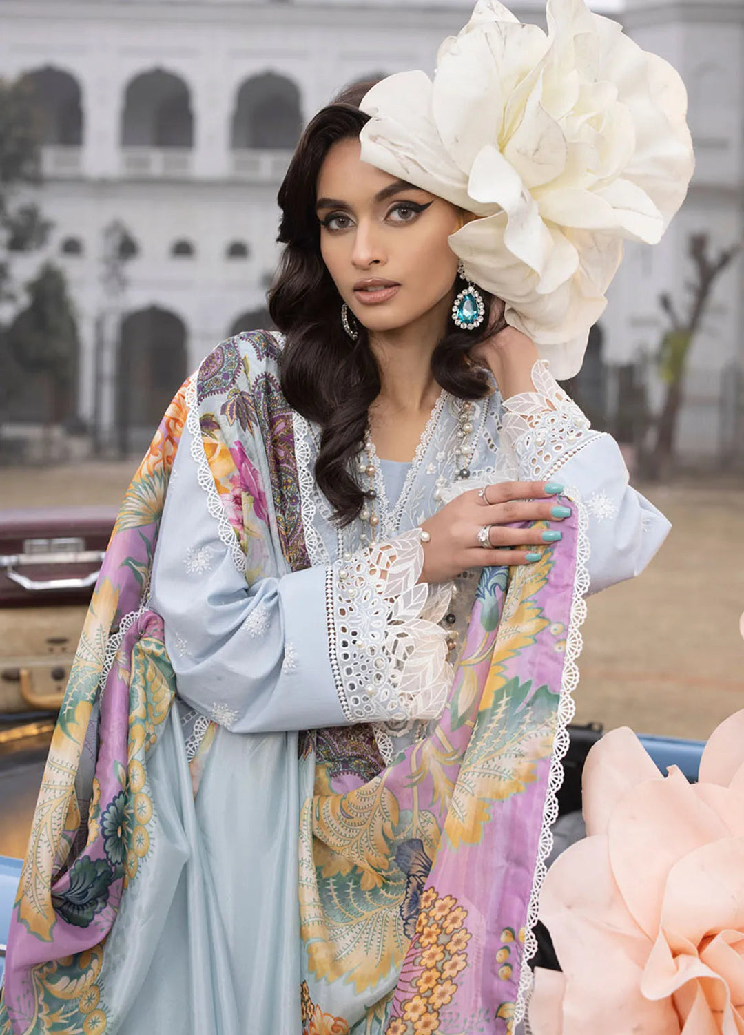 Maya By Faixa Faixal Embroidered Schiffli Suit Unstitched 4 Piece FFX24M Anja - Summer Collection