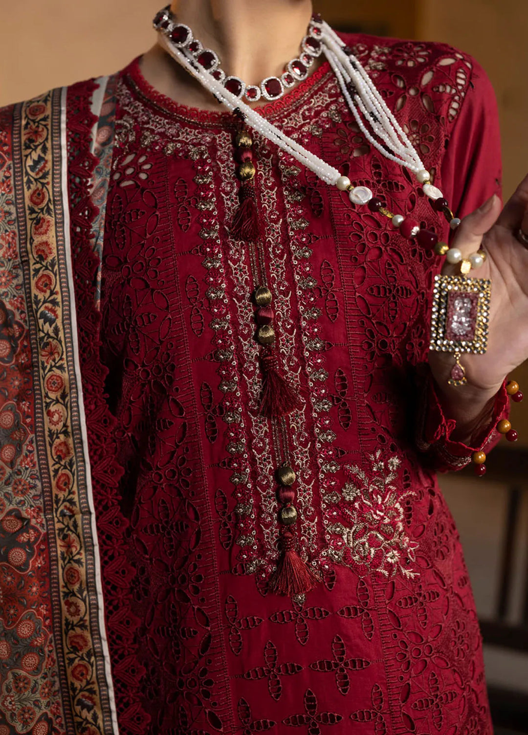 Maya By Faixa Faixal Embroidered Schiffli Suit Unstitched 4 Piece FFX24M Elif - Summer Collection