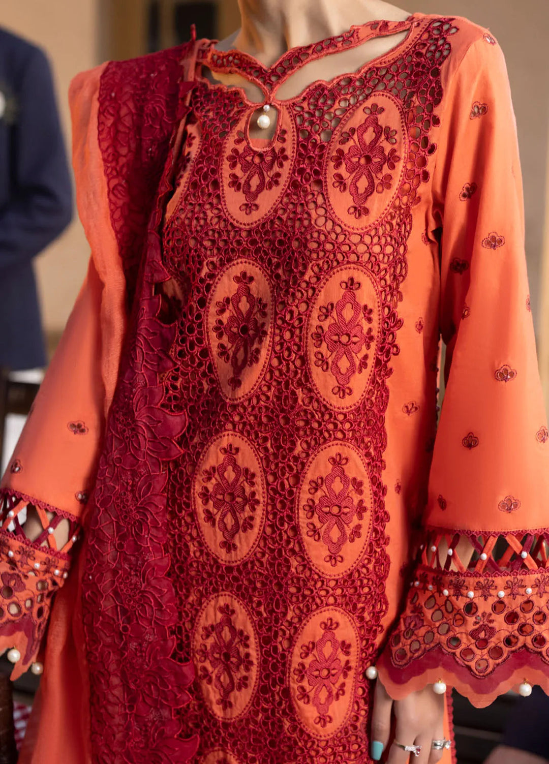 Maya By Faixa Faixal Embroidered Schiffli Suit Unstitched 4 Piece FFX24M Paula - Summer Collection