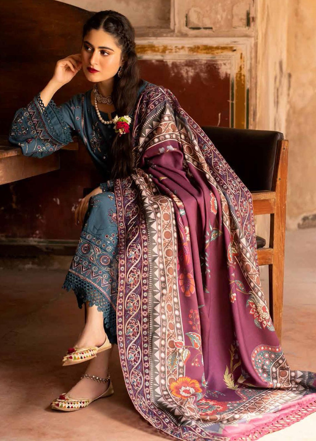 Maya By Nureh Embroidered Khaddar Suits Unstitched 3 Piece NU22MK NW-72 - Winter Collection
