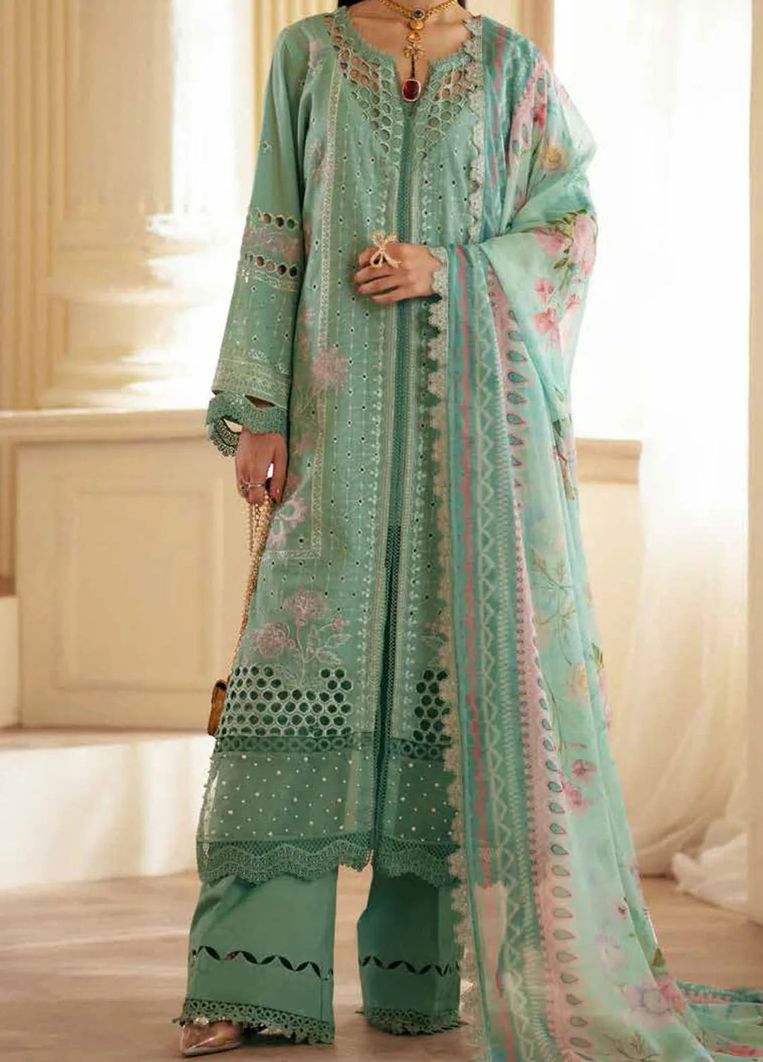 Maya By Nureh  Embroidered Lawn Suit Unstitched 3 Piece NU24ML NS-144 - Summer Collection