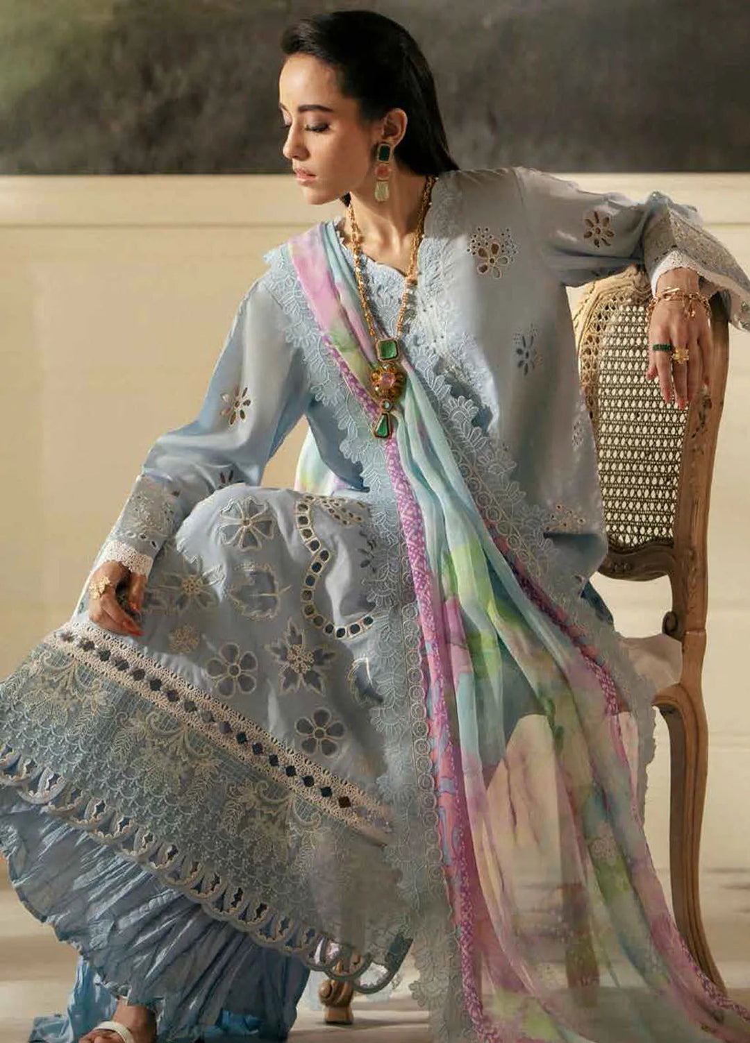 Maya By Nureh  Embroidered Lawn Suit Unstitched 3 Piece NU24ML NS-145 - Summer Collection
