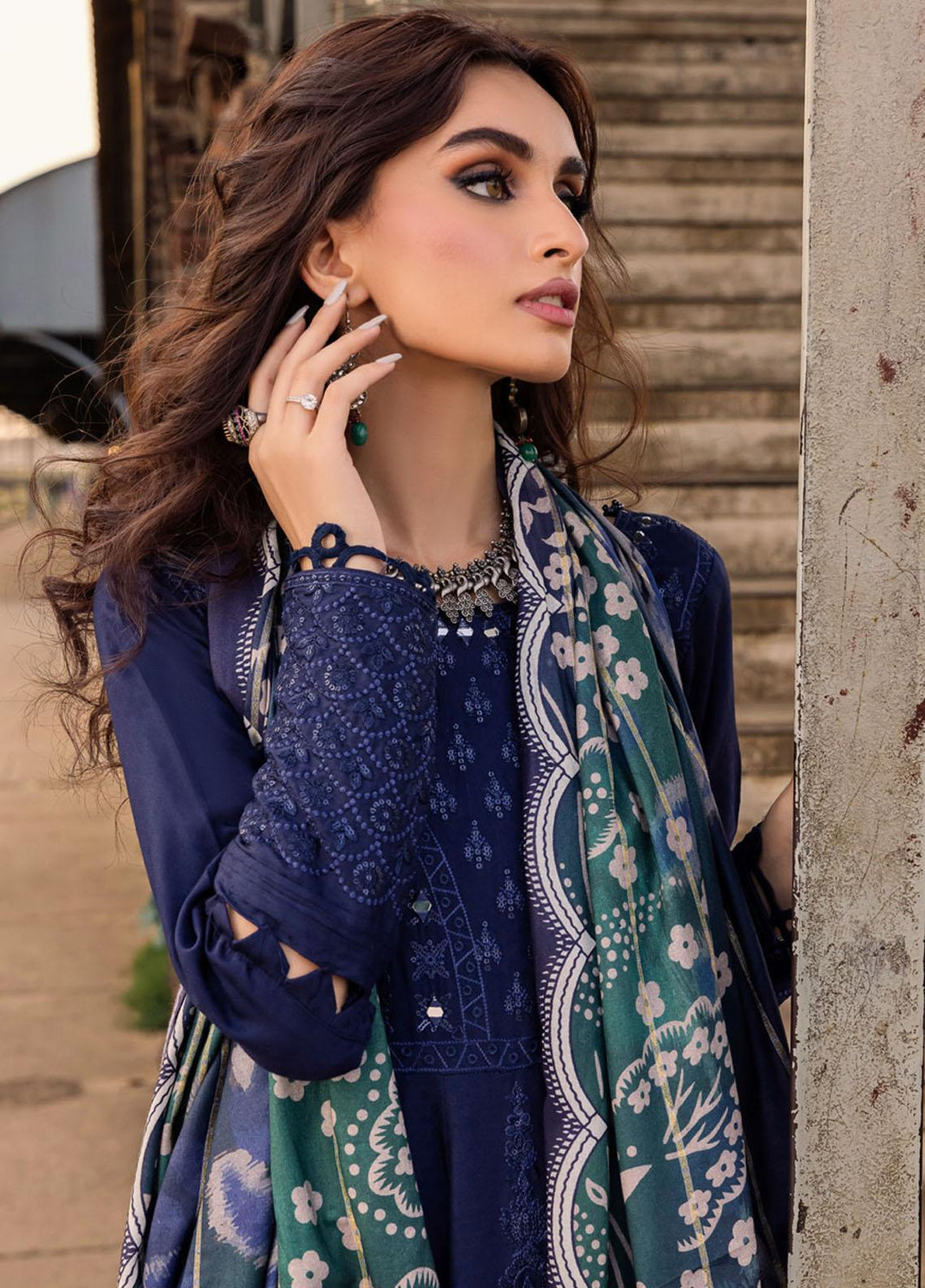 Maya By Nureh Embroidered Linen Suits Unstitched 3 Piece NU23MEL NS-89 - Formal Collection