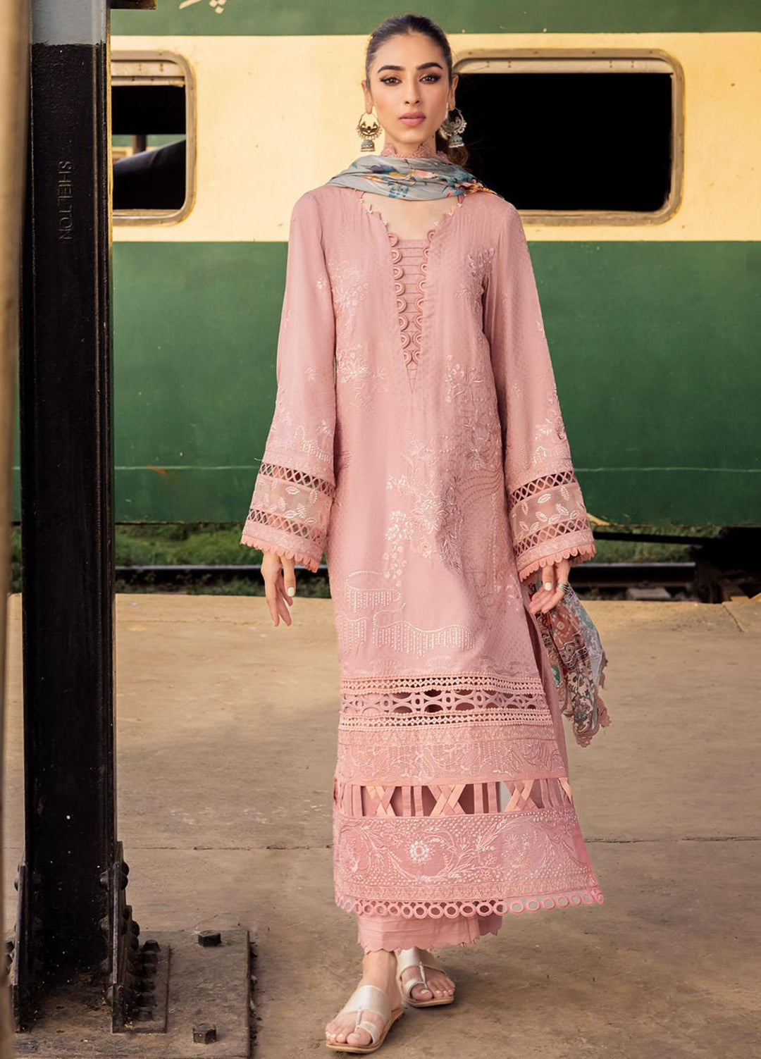 Maya By Nureh Embroidered Linen Suits Unstitched 3 Piece NU23MEL NS-91 - Formal Collection
