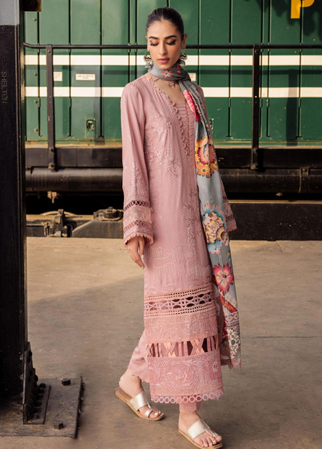 Maya By Nureh Embroidered Linen Suits Unstitched 3 Piece NU23MEL NS-91 - Formal Collection