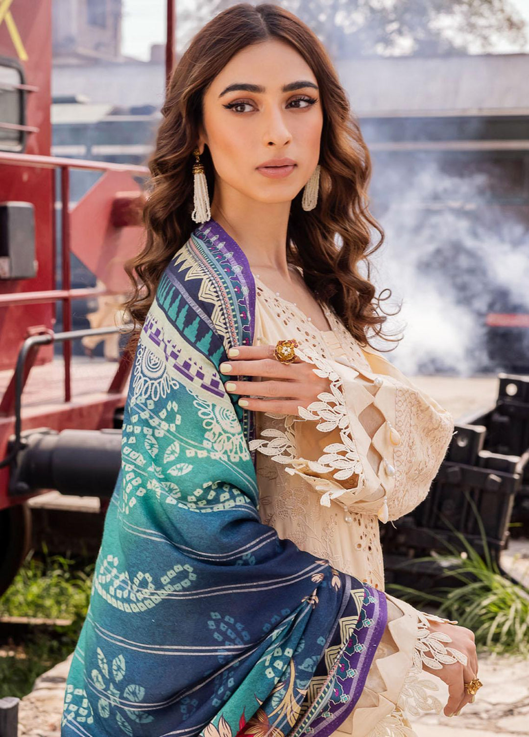 Maya By Nureh Embroidered Linen Suits Unstitched 3 Piece NU23MEL NS-93 - Formal Collection