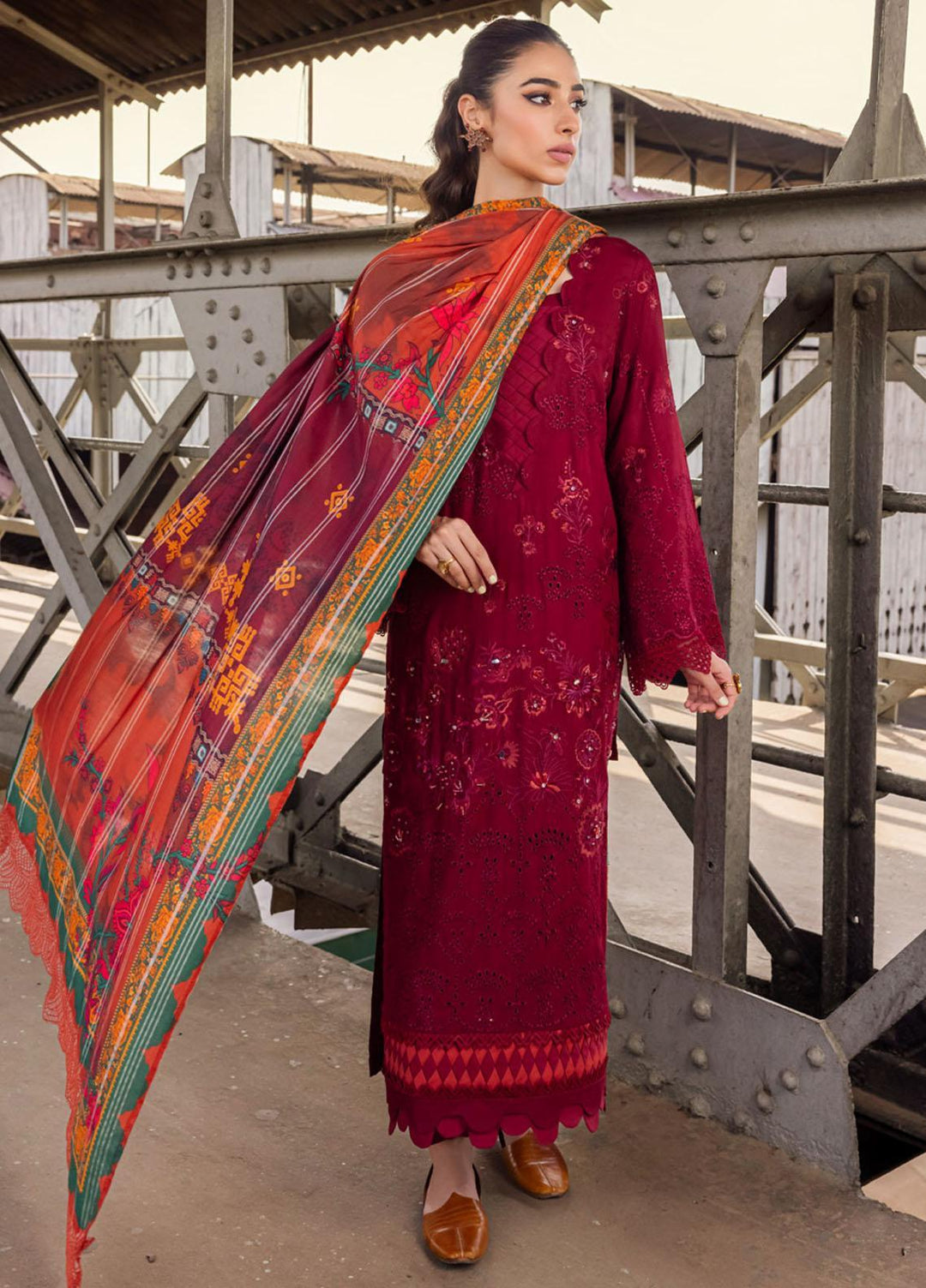 Maya By Nureh Embroidered Linen Suits Unstitched 3 Piece NU23MEL NS-95 - Formal Collection