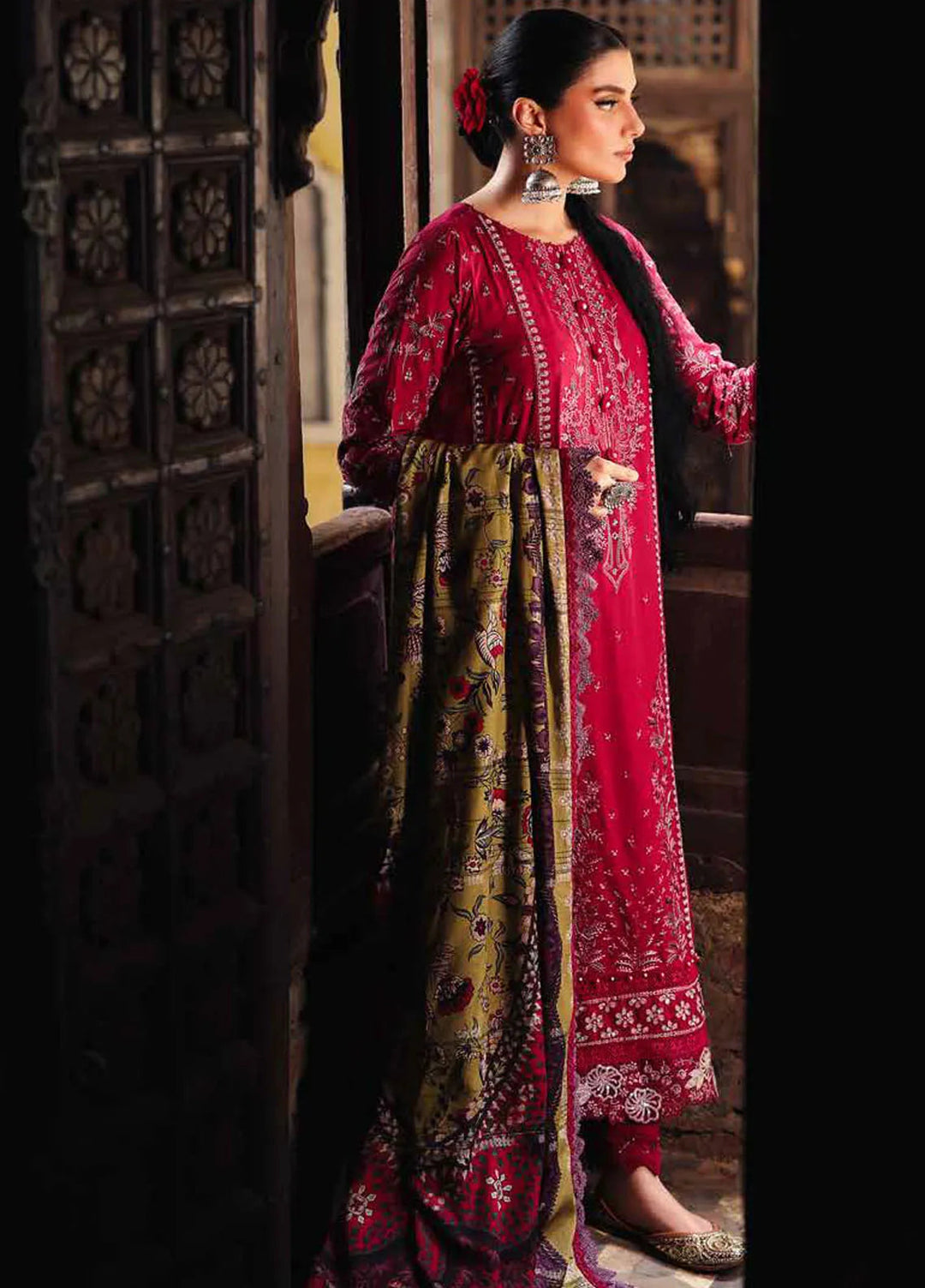 Maya By Nureh Embroidered Linen Suit Unstitched 3 Piece NU24MUL NW-80 - Fall Collection
