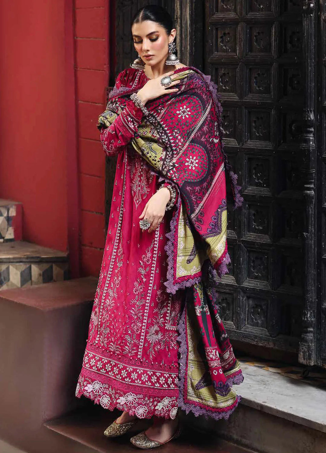 Maya By Nureh Embroidered Linen Suit Unstitched 3 Piece NU24MUL NW-80 - Fall Collection