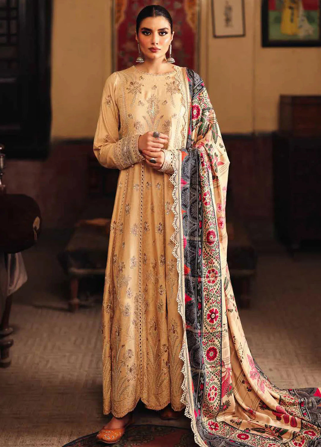 Maya By Nureh Embroidered Linen Suit Unstitched 3 Piece NU24MUL NW-82 - Fall Collection