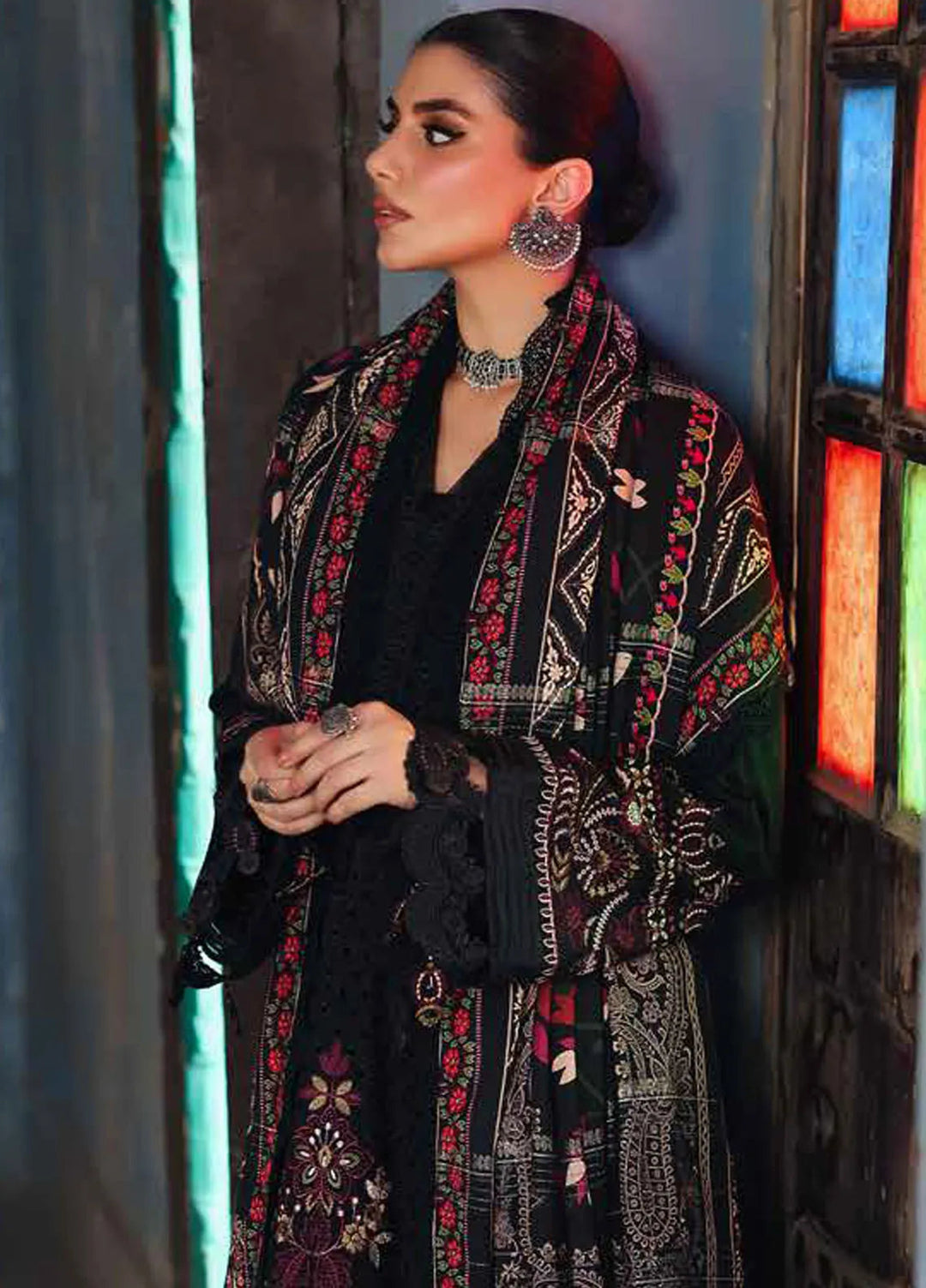Maya By Nureh Embroidered Linen Suit Unstitched 3 Piece NU24MUL NW-83 - Fall Collection