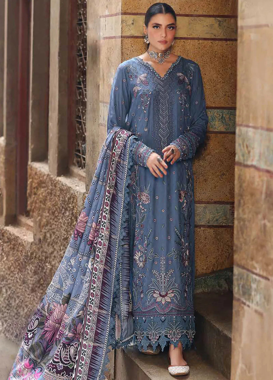 Maya By Nureh Embroidered Linen Suit Unstitched 3 Piece NU24MUL NW-85 - Fall Collection